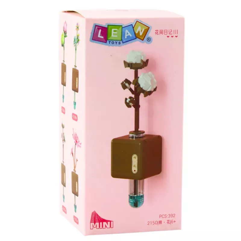 LEAN TOYS Bloques de construcción rama de flor de algodón en un jarrón 392 piezas