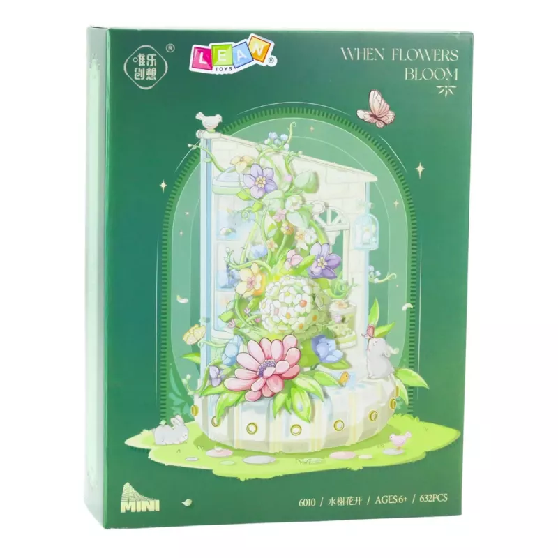 LEAN TOYS Bloques de construcción composición floral con faro LED 632 piezas