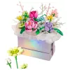 LEAN TOYS Bloques de construcción composición en maceta flor morada LED 706 piezas