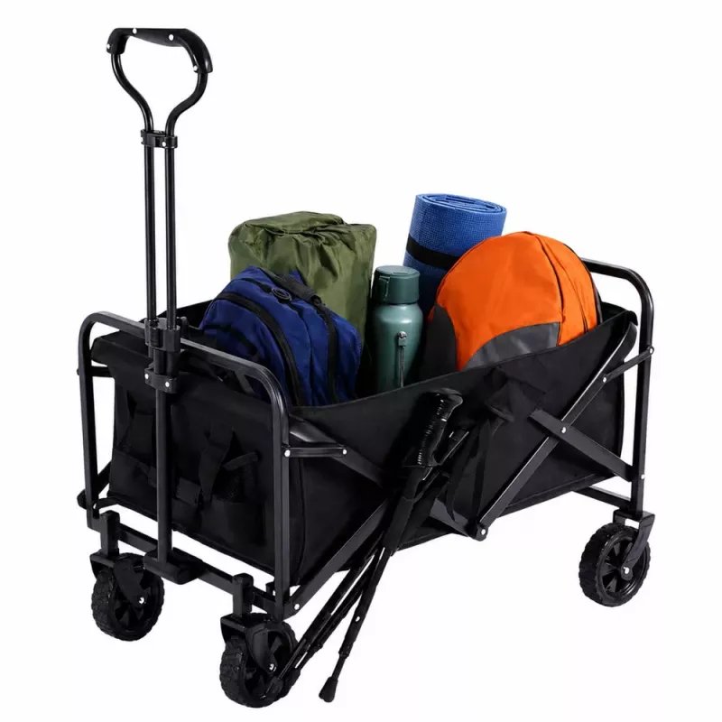 LEAN Carro de transporte plegable para jardín y playa negro 120L