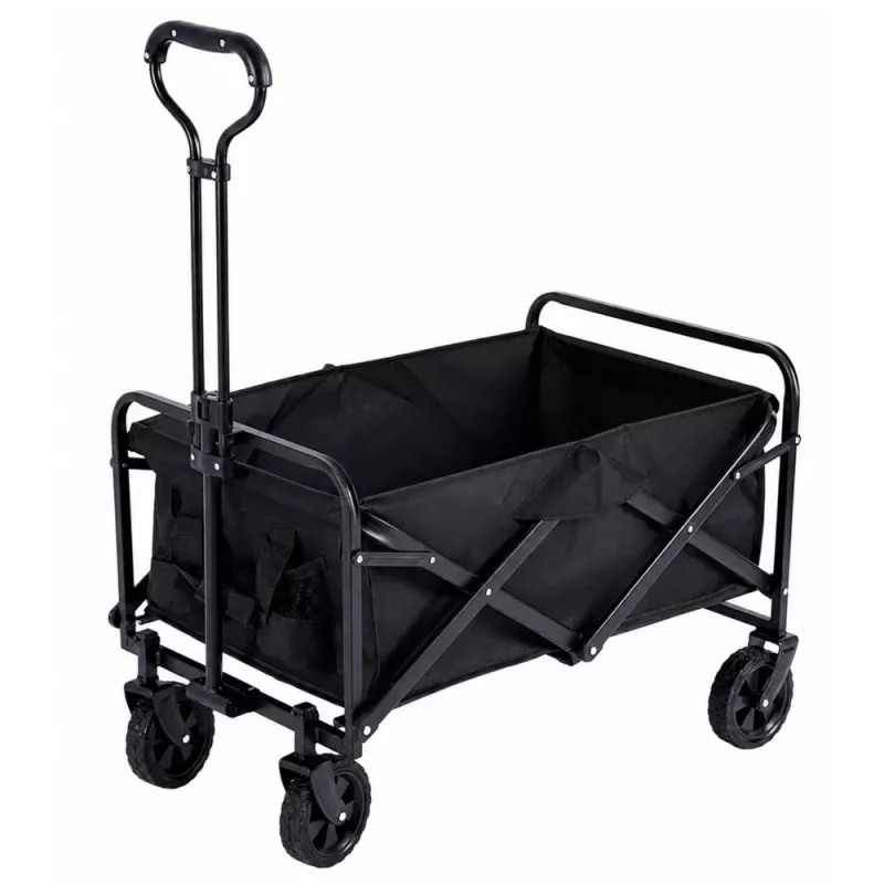 LEAN Carro de transporte plegable para jardín y playa negro 120L