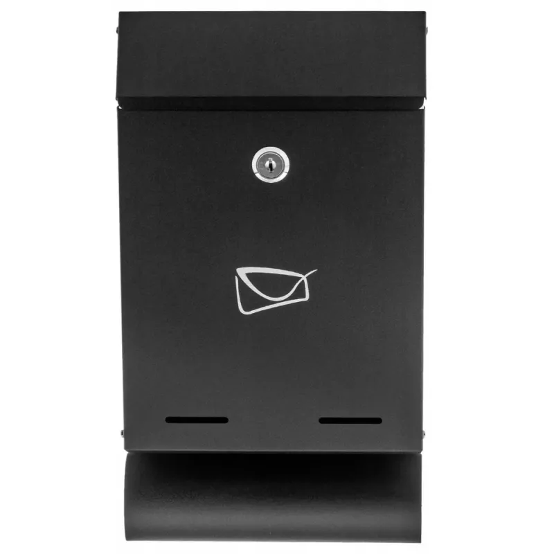 LEAN Buzón para cartas y periódicos, negro, acero galvanizado en caliente, 32,5x22,5x9,5 cm