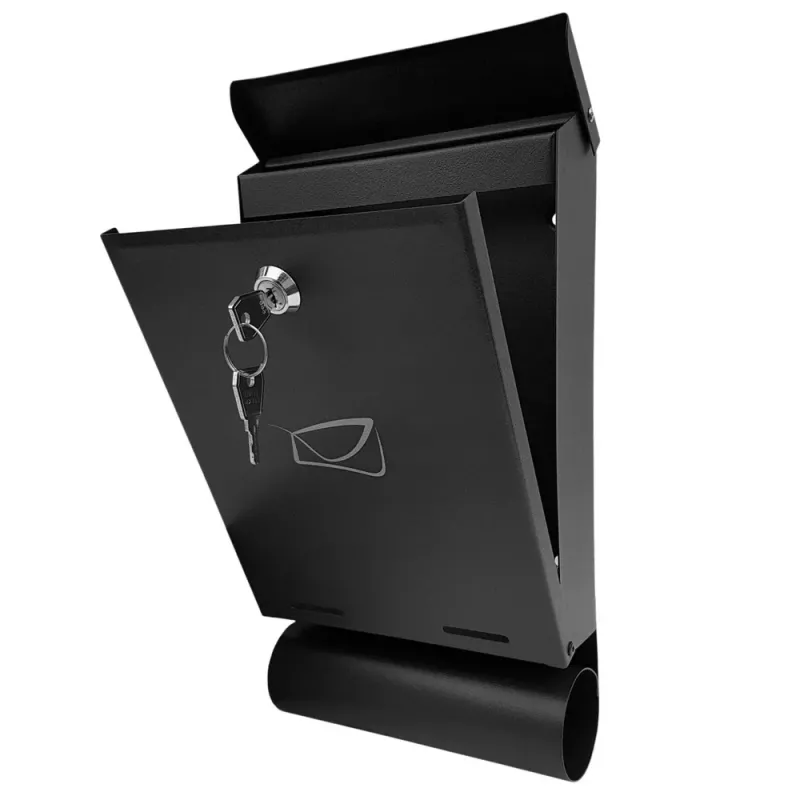 LEAN Buzón para cartas y periódicos, negro, acero galvanizado en caliente, 32,5x22,5x9,5 cm