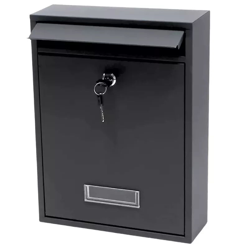LEAN Buzón para cartas, acero galvanizado, negro, 32x21,5x8,5 cm