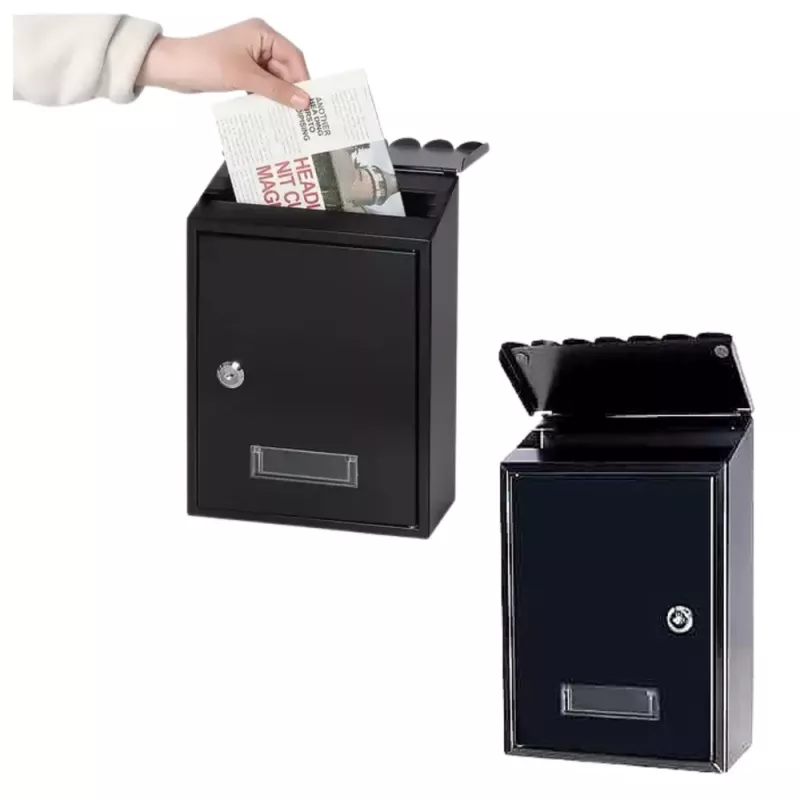 LEAN Buzón para cartas, acero galvanizado, negro, 26,5x18,5x6,5 cm