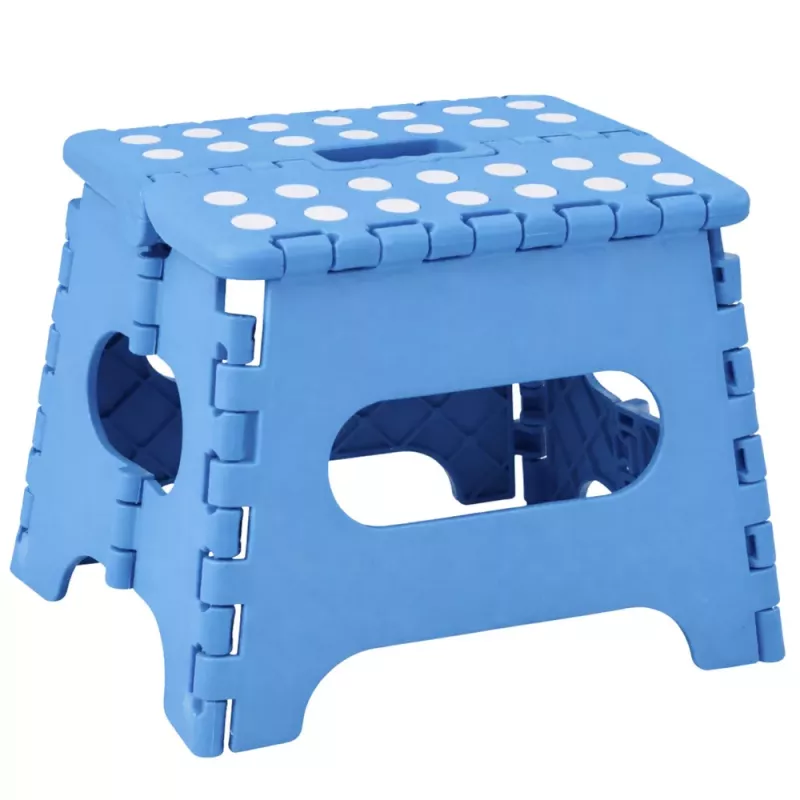 LEAN Taburete plegable reposapiés escalón antideslizante azul 24x19 cm