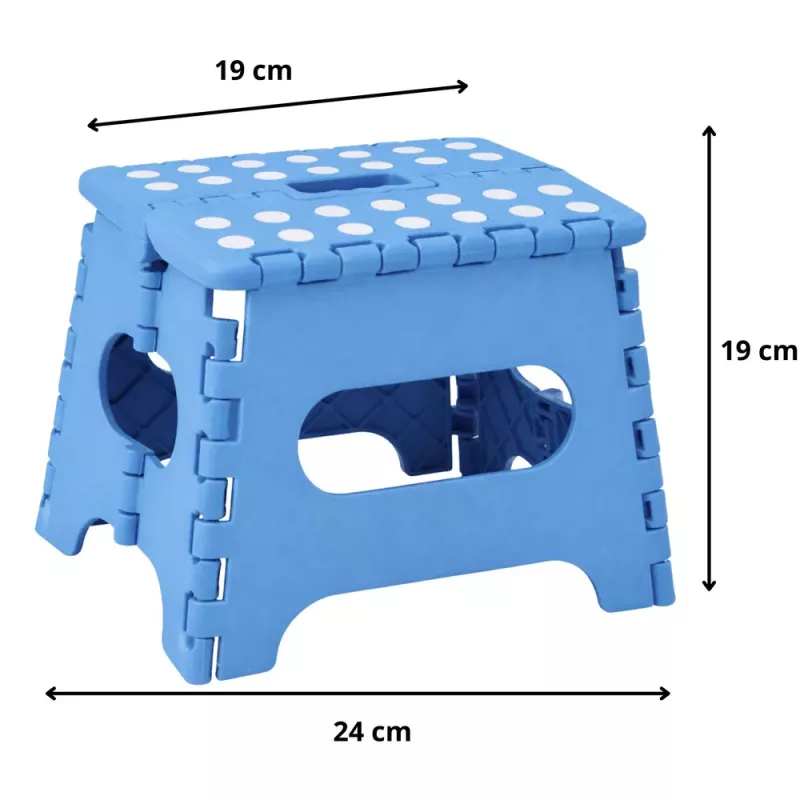 LEAN Taburete plegable reposapiés escalón antideslizante azul 24x19 cm