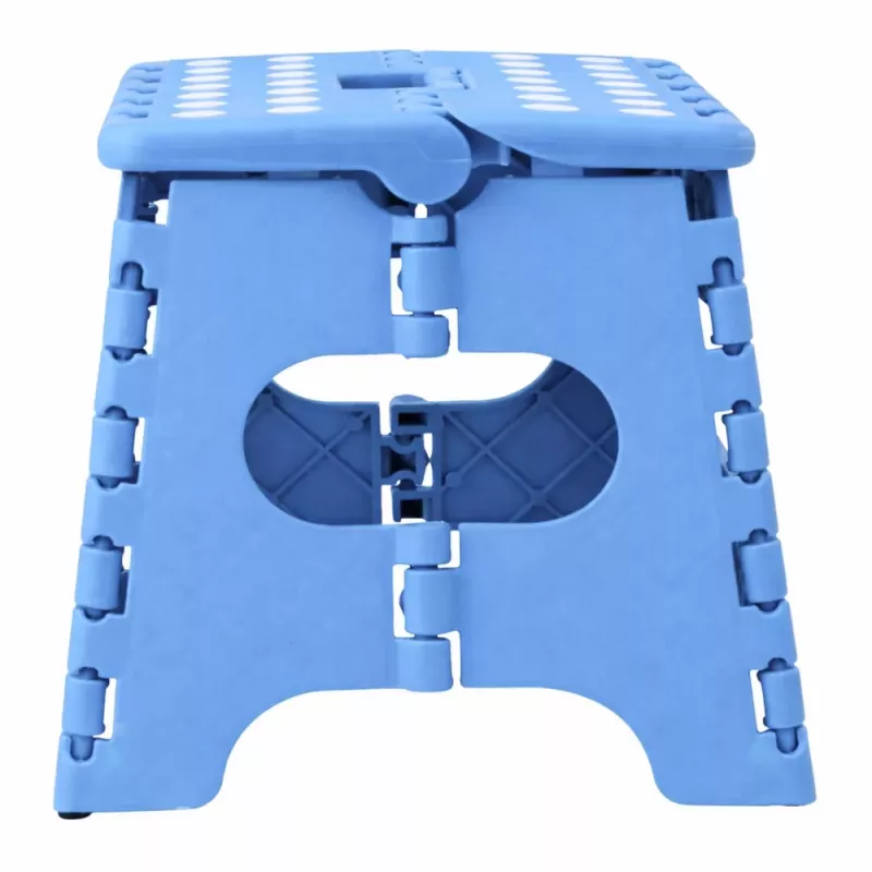 LEAN Taburete plegable reposapiés escalón antideslizante azul 24x19 cm