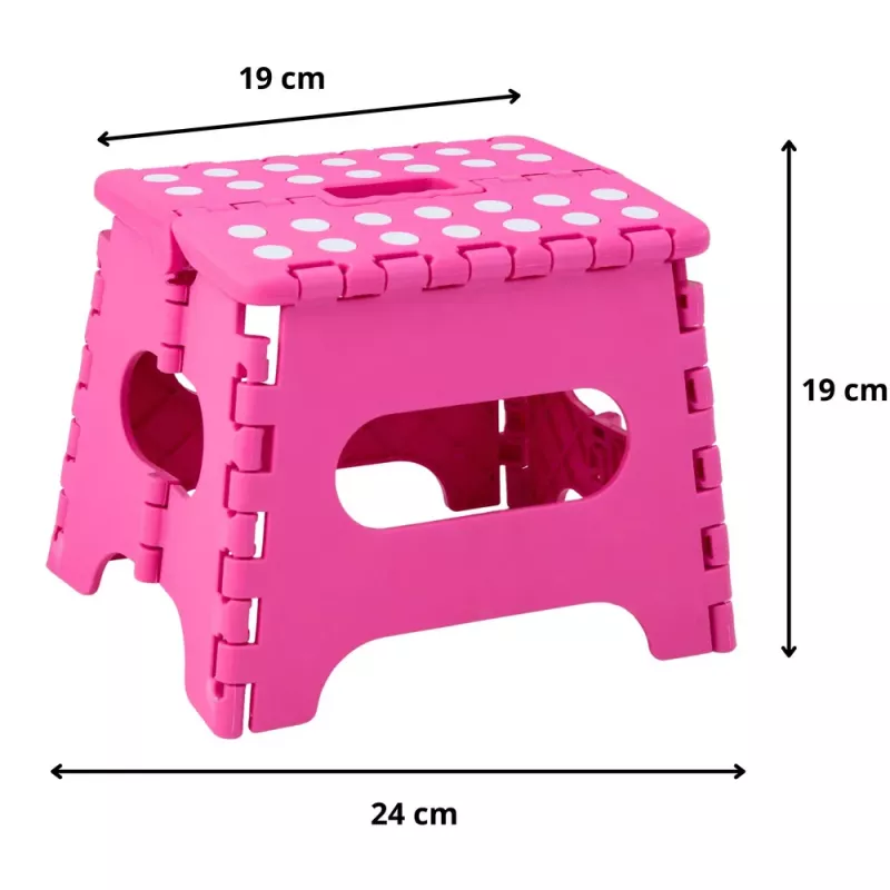 LEAN Taburete plegable reposapiés escalón antideslizante rosa 24 x 19 cm
