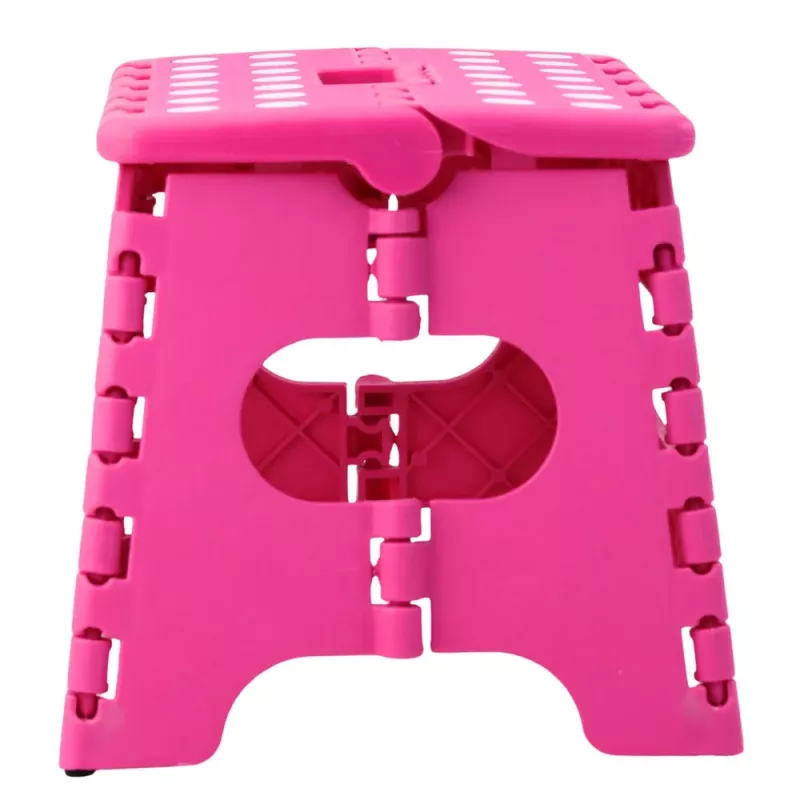 LEAN Taburete plegable reposapiés escalón antideslizante rosa 24 x 19 cm