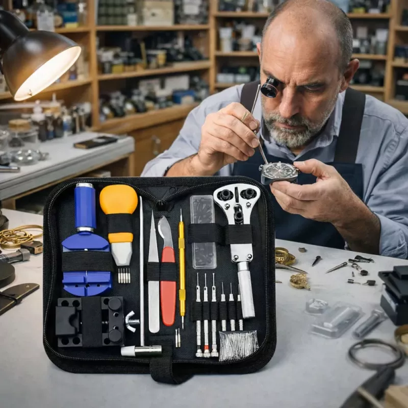 LEAN Kit de reparación de relojes herramientas profesionales estuche 147 uds.