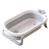 LEAN Bañera para bebé con termómetro, colchoneta plegable, estrellas gris