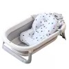 LEAN Bañera para bebé con termómetro, colchoneta plegable, estrellas gris