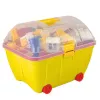 HEMAR Cofre pequeño de bloques de colores K2 - set de 100 bloques de madera con caja de almacenamiento