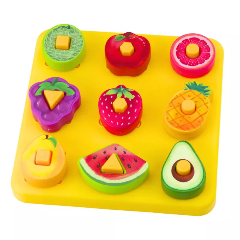LEAN TOYS Puzzle educativo para niños frutas geométricas puzzle encajable