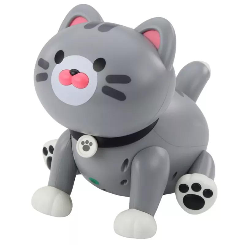 LEAN TOYS Gatito robot interactivo, teledirigido, mando RC, gris