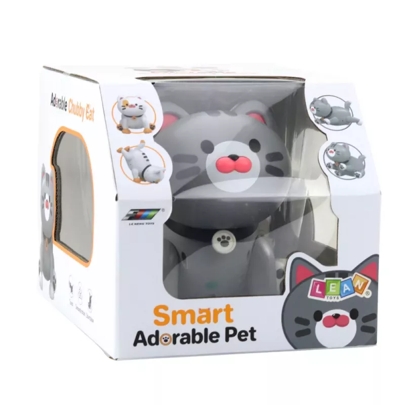 LEAN TOYS Gatito robot interactivo, teledirigido, mando RC, gris