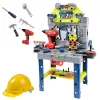 LEAN TOYS Mesa de manitas 2 en 1 maletín set de herramientas destornillador casco 133 uds.