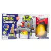 LEAN TOYS Mesa de manitas 2 en 1 maletín set de herramientas destornillador casco 133 uds.