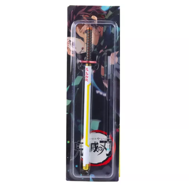 LEAN Bolígrafo de metal Katana espada anime tinta negra recargable blanco y amarillo