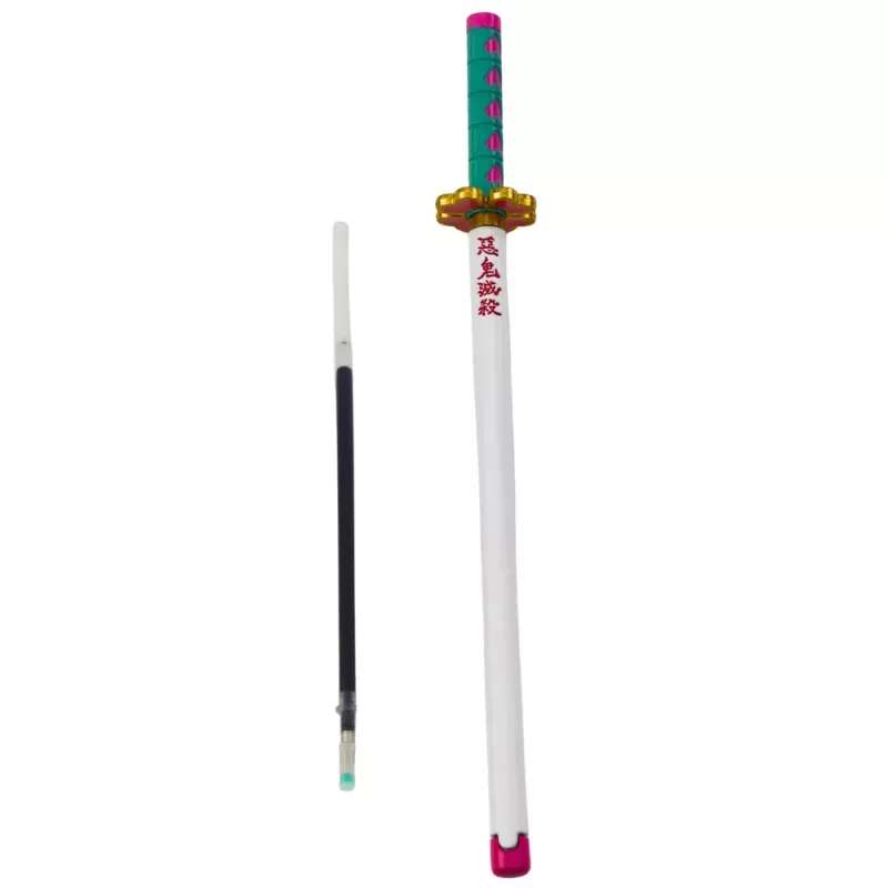 LEAN Bolígrafo de metal Katana espada anime tinta negra recargable turquesa