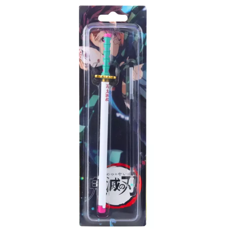 LEAN Bolígrafo de metal Katana espada anime tinta negra recargable turquesa