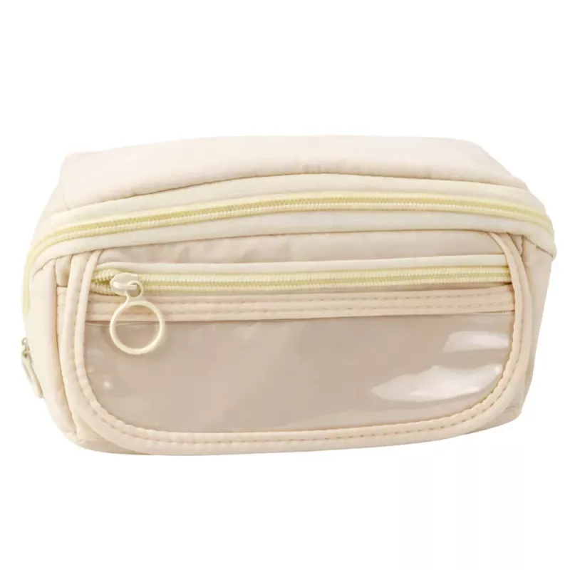 LEAN Estuche escolar, ampliable, espacioso, crema, beige, 20x10 cm