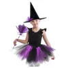 LEAN TOYS Disfraz de bruja con sombrero, falda y escoba, morado y negro