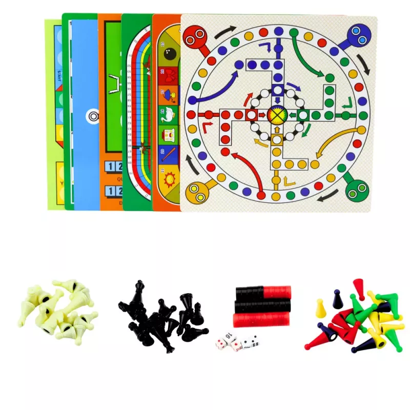 LEAN TOYS Set de juegos familiares 18 en 1 ajedrez tablero magnético