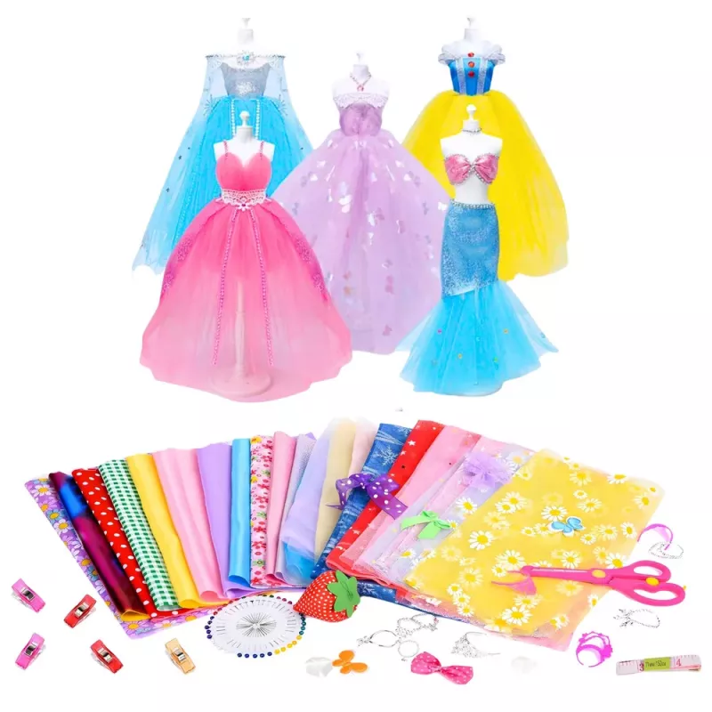 LEAN TOYS set creativo DIY para diseñar y coser ropa de muñecas