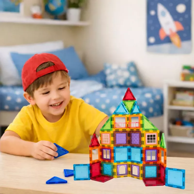 LEAN TOYS bloques magnéticos 3D puzzle de construcción multicolor 45 uds.