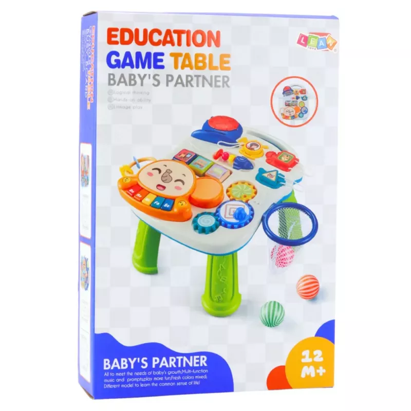 LEAN TOYS mesa de aprendizaje interactiva para niños pequeños con luz y sonido, pastel, 6 en 1