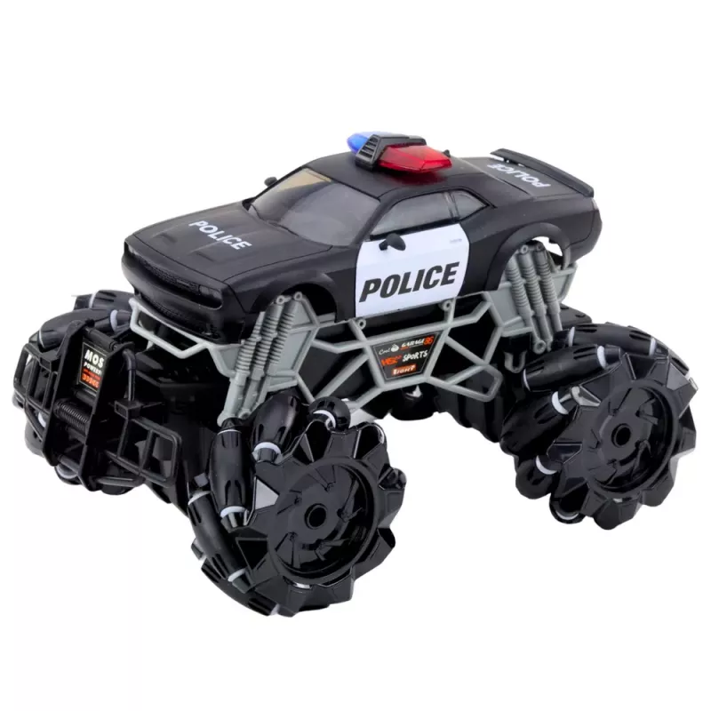 LEAN TOYS coche de policía todoterreno RC con luces y efecto de humo 1:16