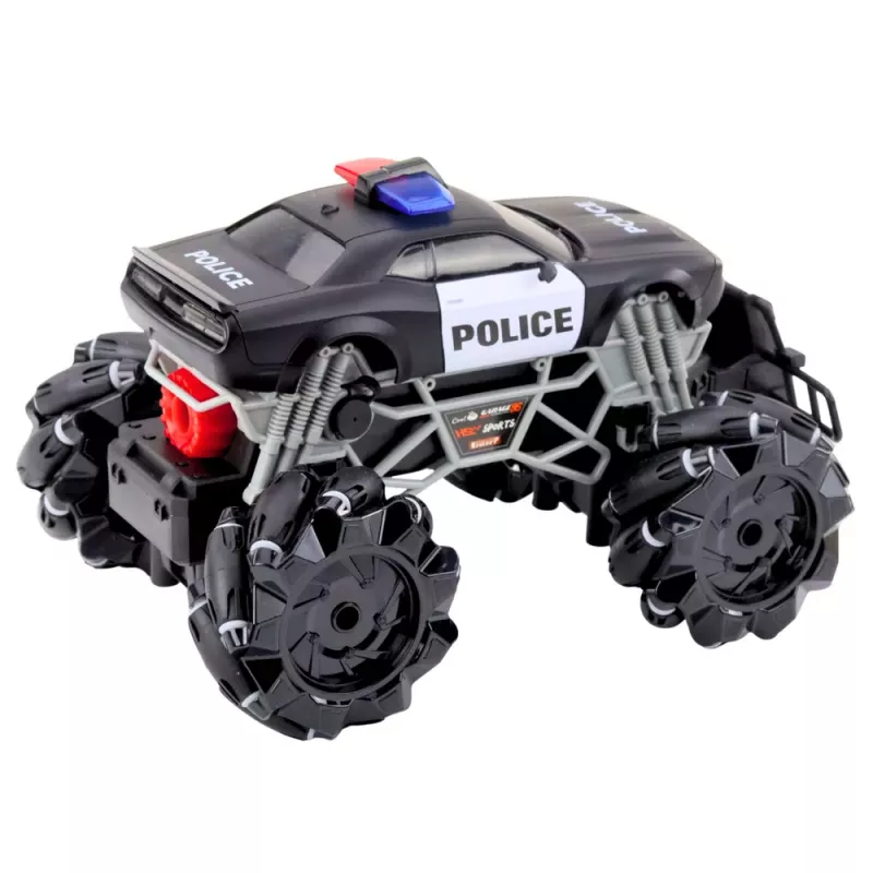 LEAN TOYS coche de policía todoterreno RC con luces y efecto de humo 1:16