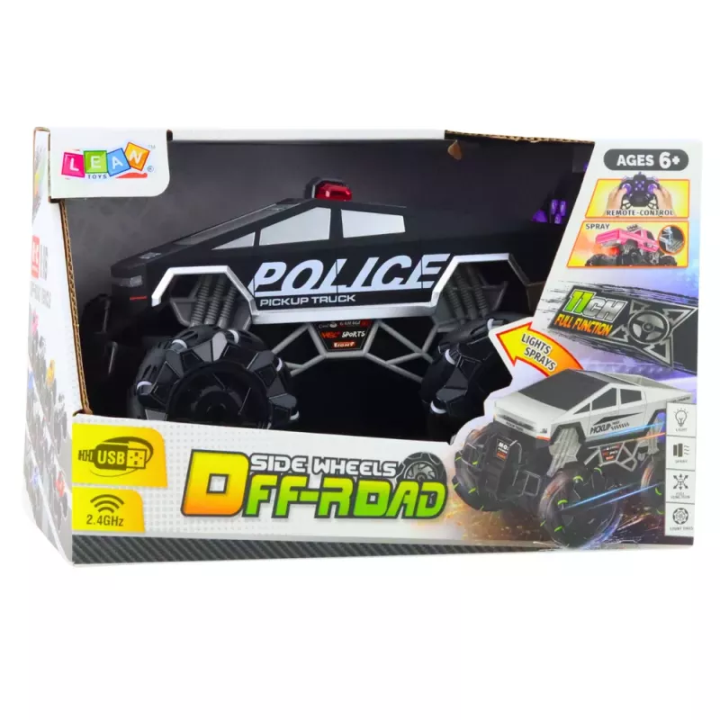 LEAN TOYS vehículo todoterreno pickup de policía teledirigido RC con luces y humo 1:16