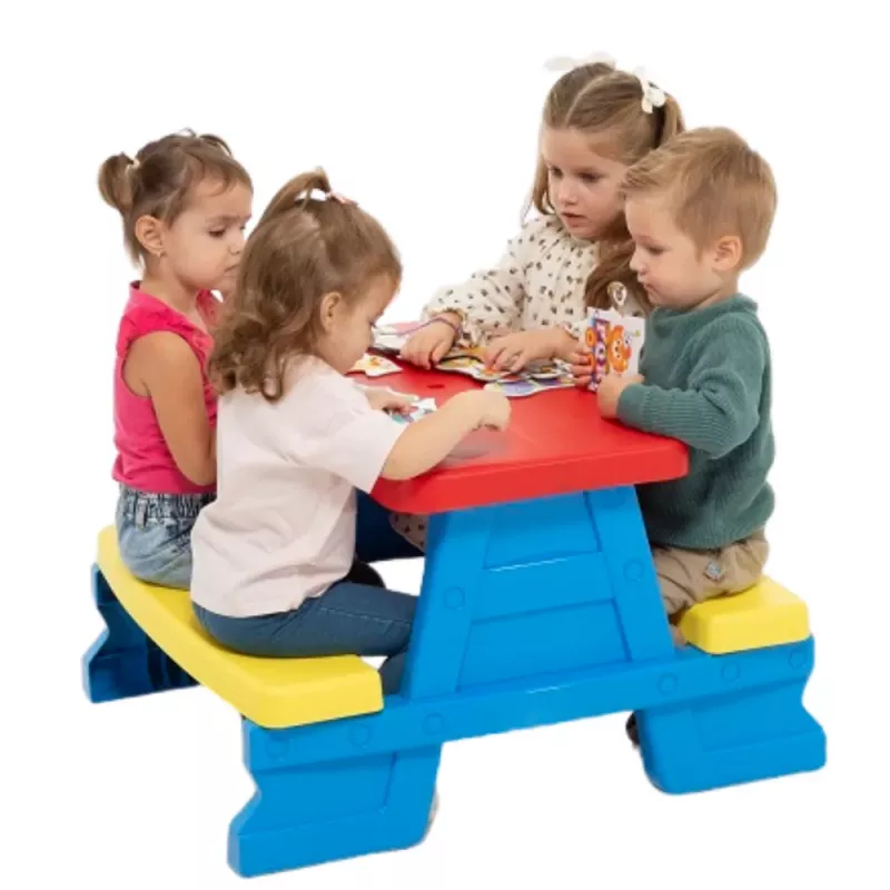 Dorex set de mesa y bancos de jardín para niños azul 5067