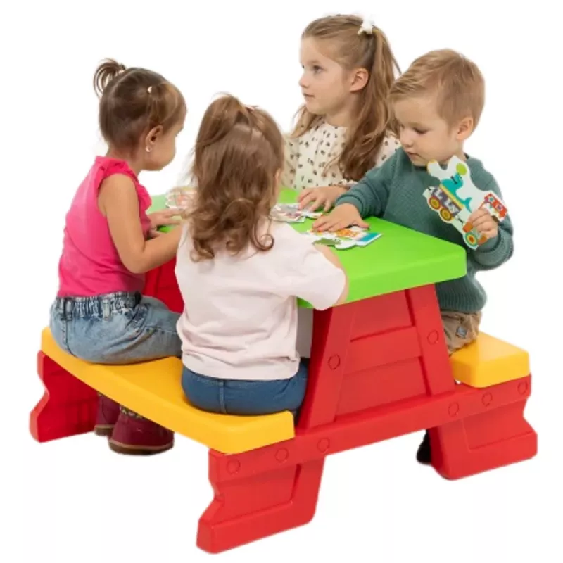 Dorex set de mesa y banco de jardín para niños rojo 5067