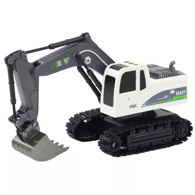 LEAN TOYS excavadora crawler RC teledirigida con luz y sonido, blanca, escala 1:24