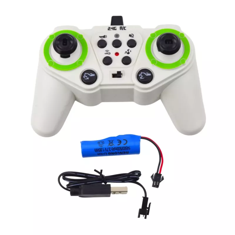 LEAN TOYS excavadora crawler RC teledirigida con luz y sonido, blanca, escala 1:24