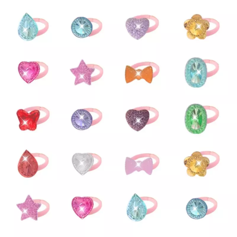 LEAN TOYS set de belleza anillos para niños diamantes de colores 50 uds.