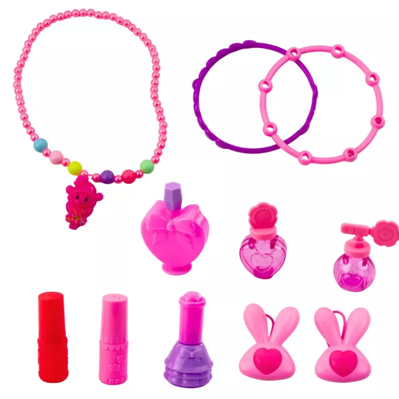 LEAN TOYS set de belleza tocador en maleta 2 en 1 accesorios unicornio rosa