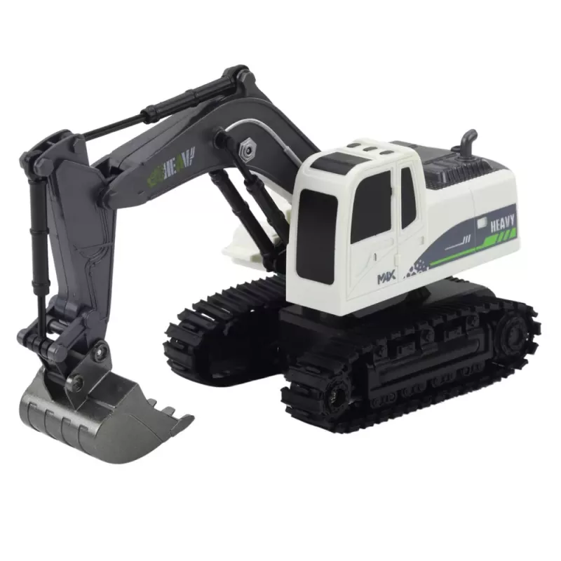 LEAN TOYS excavadora crawler RC teledirigida con luz y sonido, blanca, escala 1:24