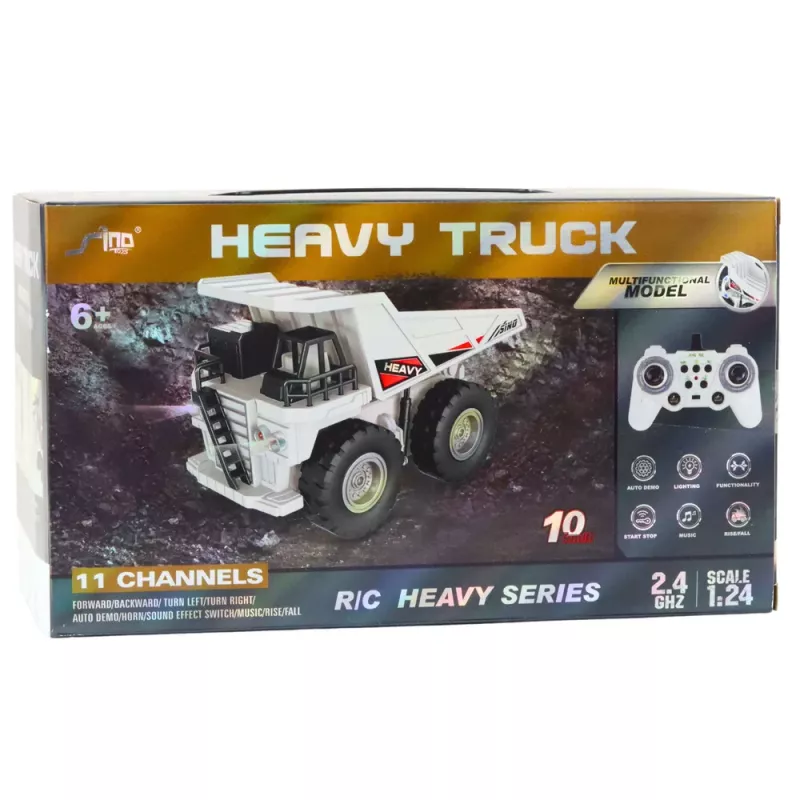 LEAN TOYS excavadora crawler RC teledirigida con luz y sonido, blanca, escala 1:24