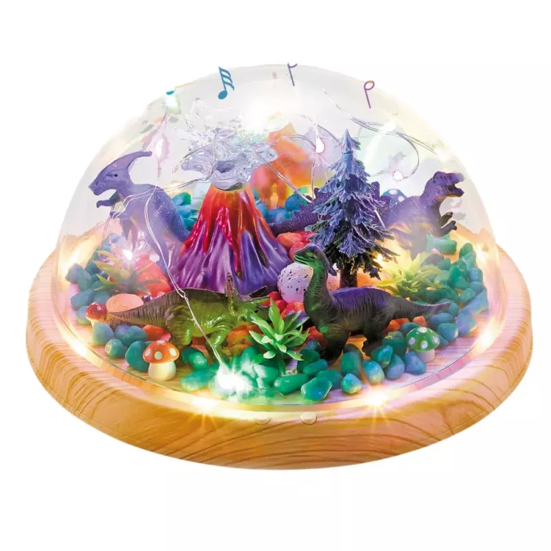 LEAN TOYS set creativo DIY terrario de dinosaurio con luz nocturna de cúpula