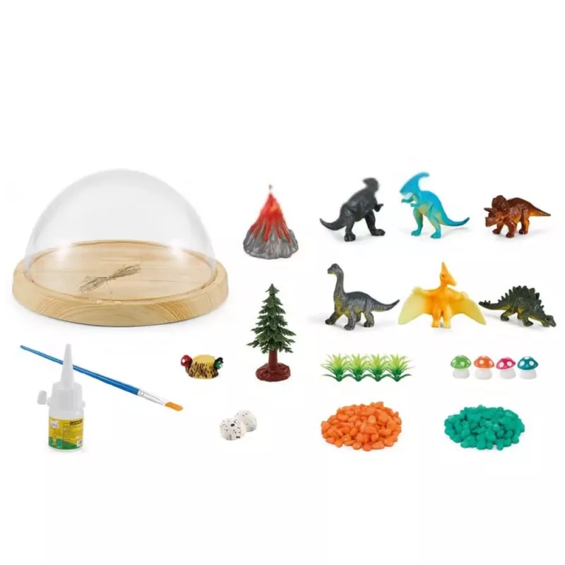 LEAN TOYS set creativo DIY terrario de dinosaurio con luz nocturna de cúpula
