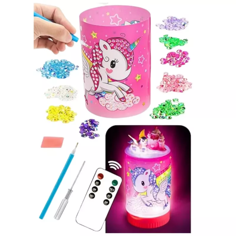 LEAN TOYS kit creativo unicornio en un frasco diamantes lámpara nocturna mando a distancia DIY