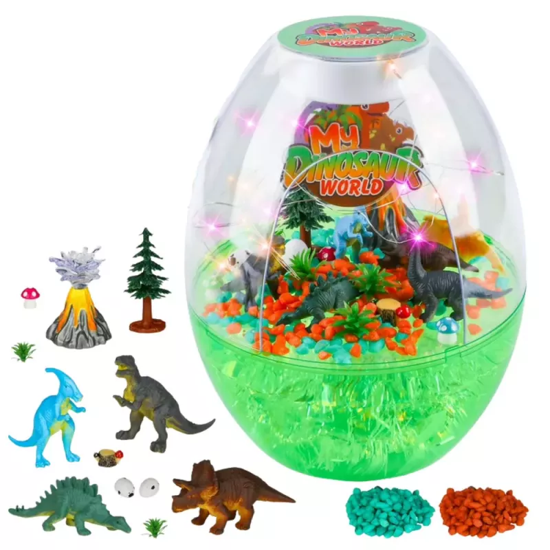LEAN TOYS kit creativo DIY terrario de dinosaurio con luz nocturna control por voz