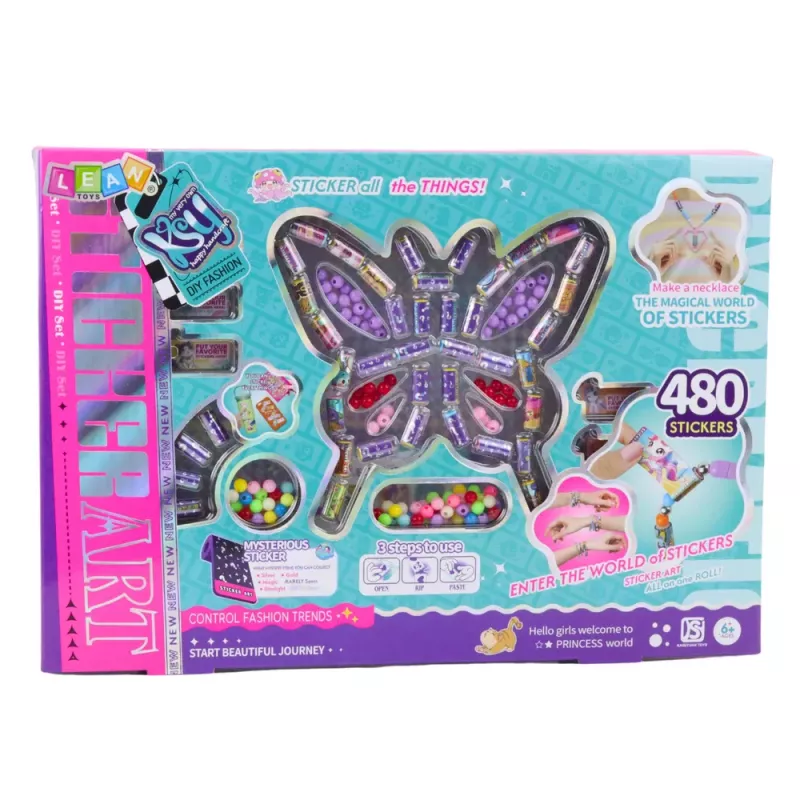 LEAN TOYS set creativo de bisutería cuentas 480 pegatinas