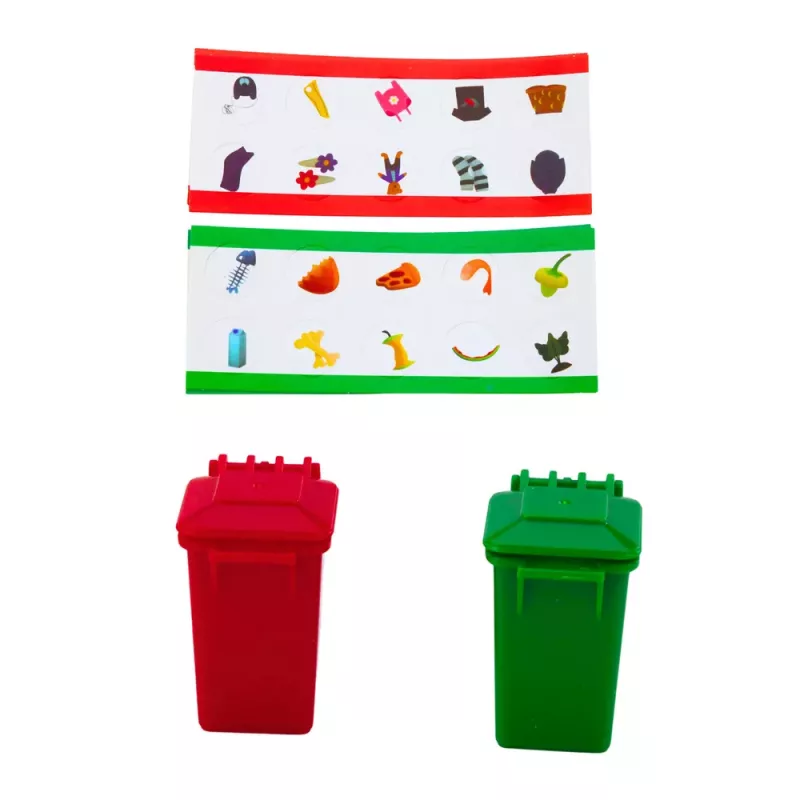 LEAN TOYS Camión de basura con contenedor, luz y sonido, verde, escala 1:16