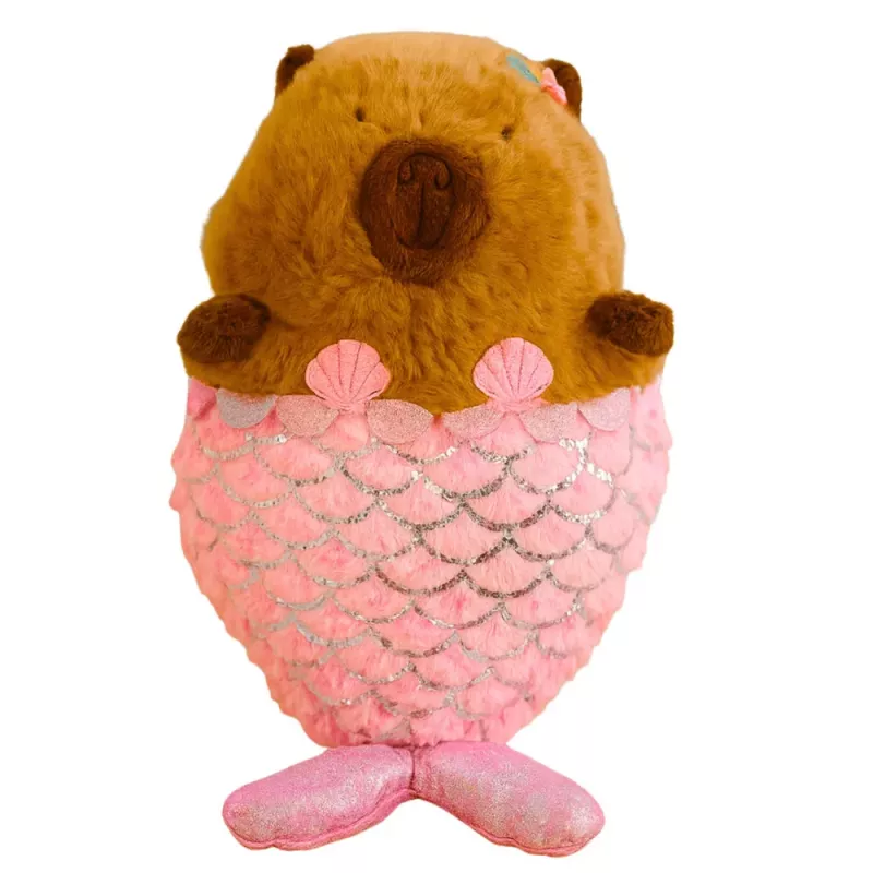 LEAN TOYS Peluche capibara sirena rosa 28cm